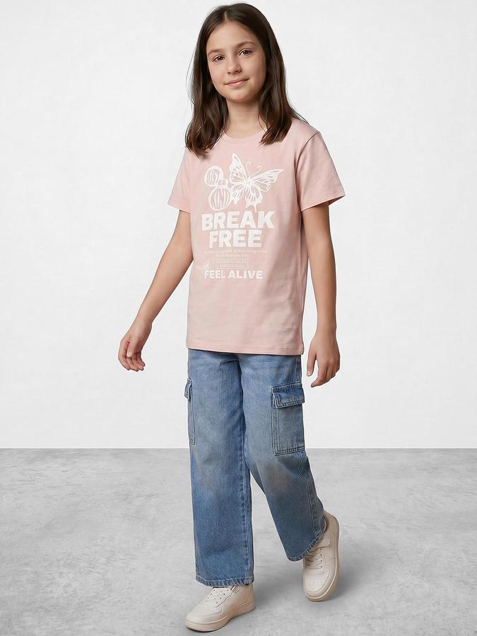 R&B Brown Girls Printed Short Sleeves Tshirt