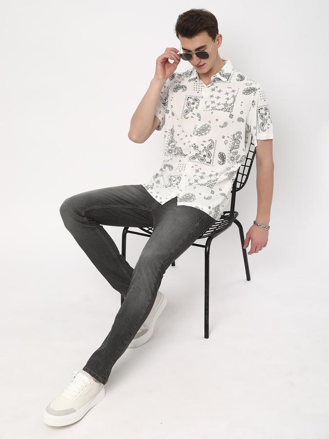 R&B Men Paisley Print Shirt with Spread Collar image number 1