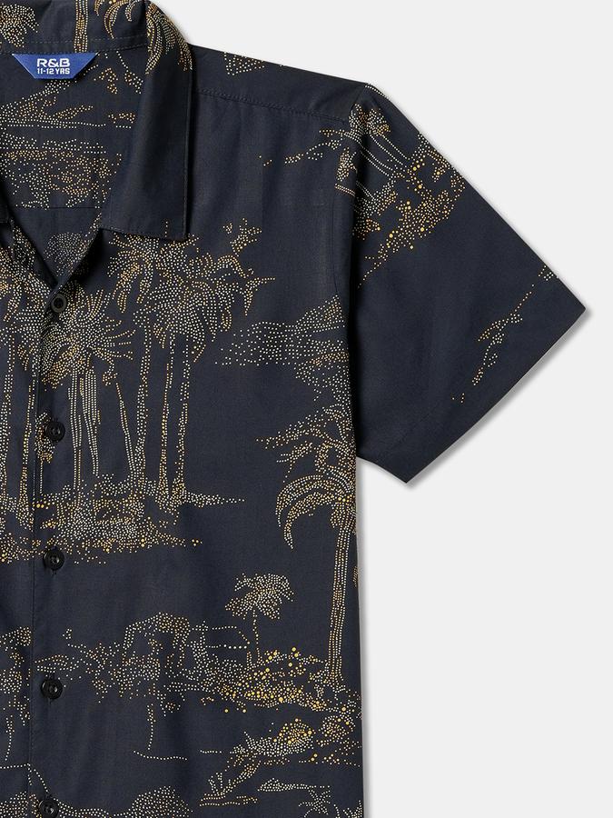 Boys Regular Fit Short Sleeve Camp Collar Shirt