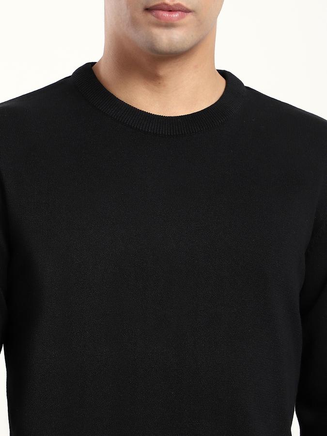 Men Cotton Blend Regular Fit Crew Neck Solid Sweater