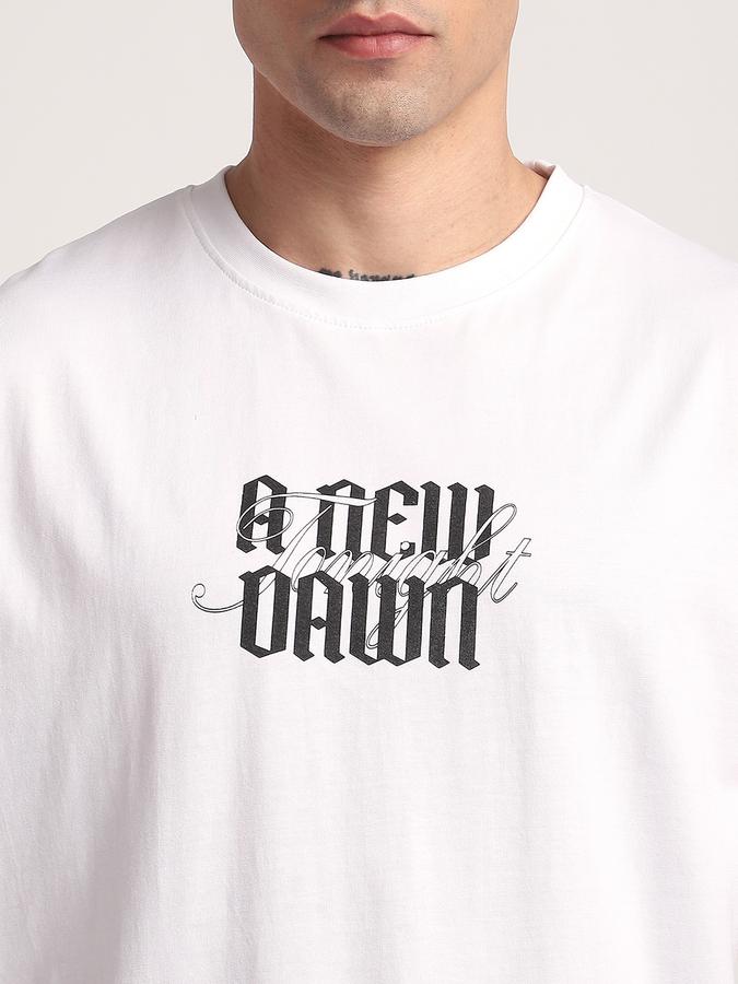 R&B Men's White Printed T-Shirt
