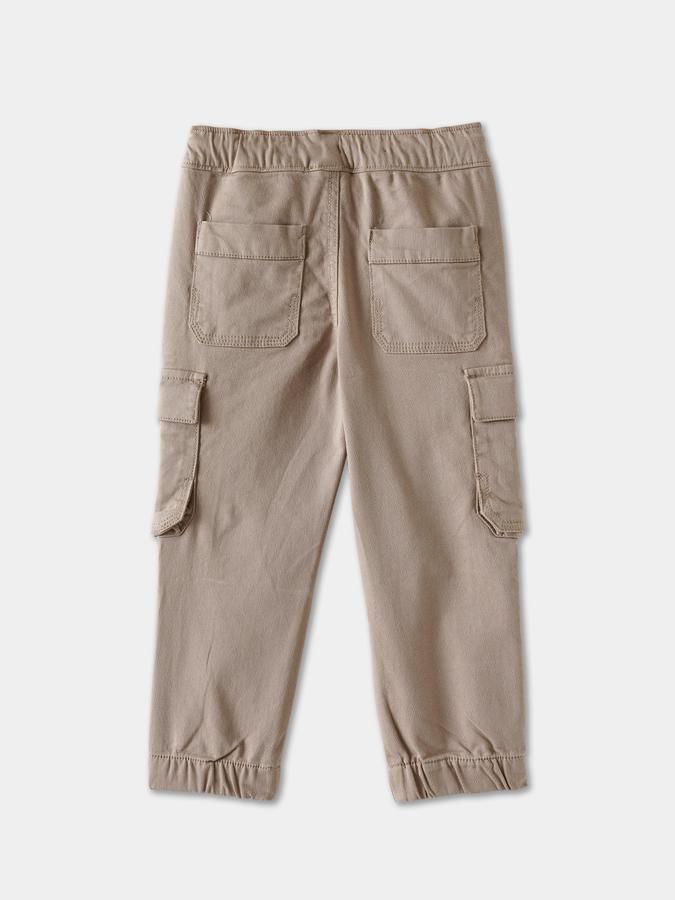 Boys Twill Regular Fit Drawstring Waist Cuffed Hem Trousers