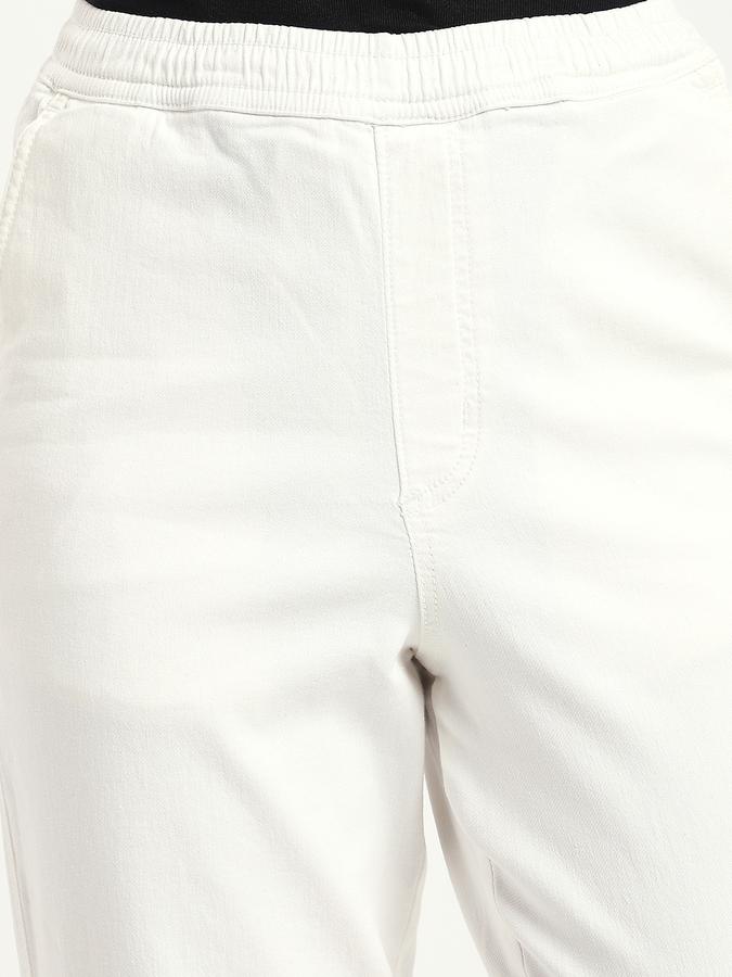 Women Cotton Relaxed Fit Mid Rise Elasticated Waist Jeans