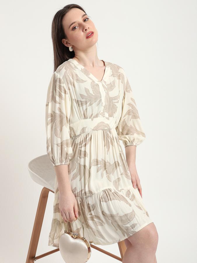 Women Cotton A-Line Mini Floral Dress