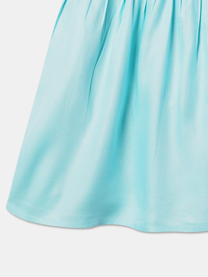 Girls Cotton A-Line Round Neck Embroidered Dress