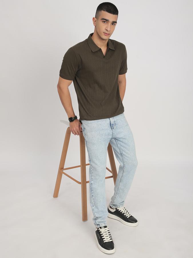 Men Cotton Regular Fit Polo Neck Solid T-shirt