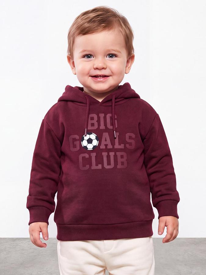 R&B Boys Maroon Graphic Print Hooded Long Sleeves Sweatshirt