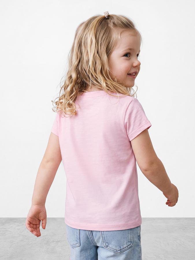 R&B Girls Pink Glitter Graphic Short Sleeves Tshirt