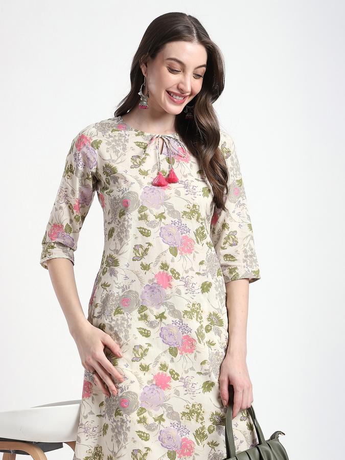 Women Viscose Regular Fit Round Neck Printed Kurta
