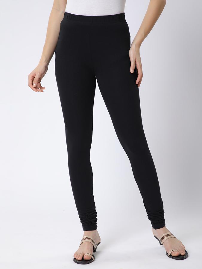 Women Cotton Elasticated Waist Full Length Solid Leggings