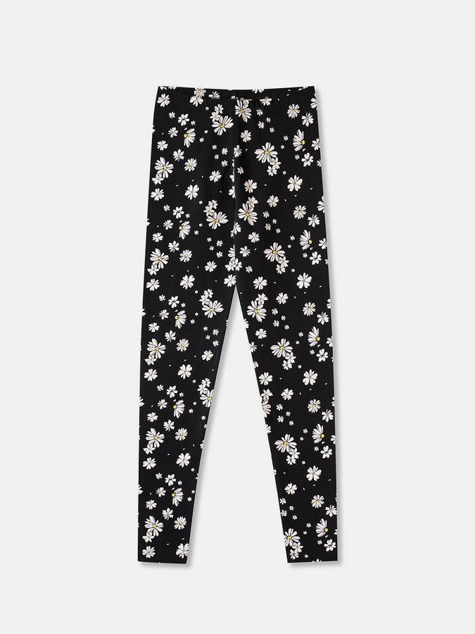 Girls Cotton Skinny Fit Elastic Waist Printed Leggings