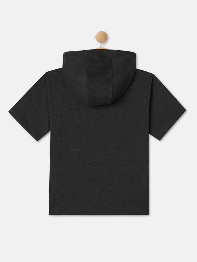 Boys Typographic Print Regular Fit Hooded T-Shirt image number 1