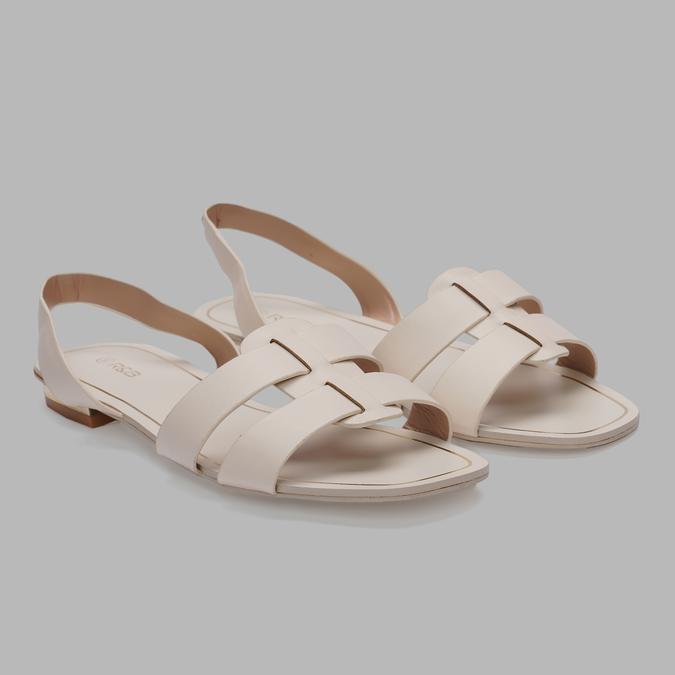 R&B Women's White Open Toe Flats