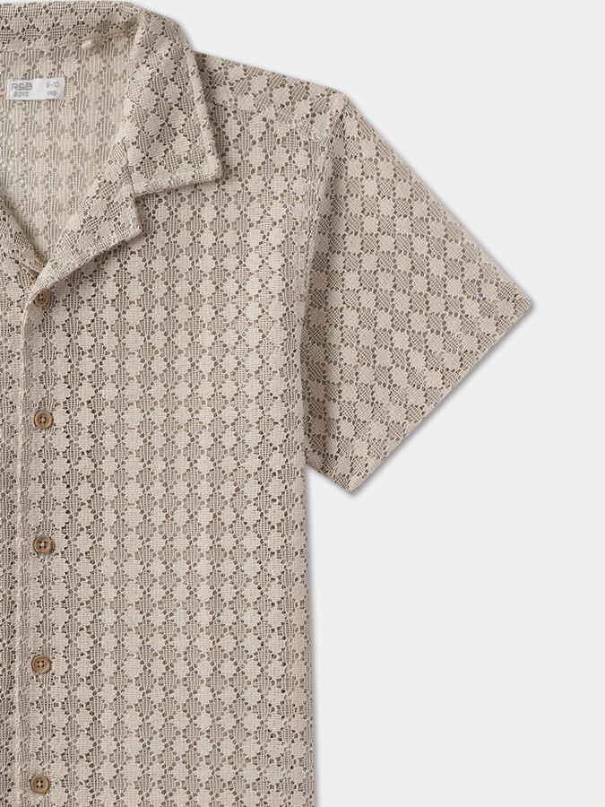 Boys Relaxed Fit Short Sleeve Camp Collar Shirt