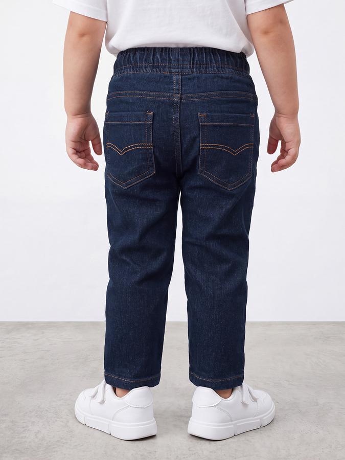 R&B Boys Dark Blue Solid Mid Rise Stretchable Jeans