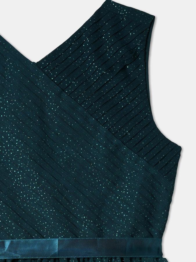 Girls Solid Sleeveless V-Neck High-Low Dress