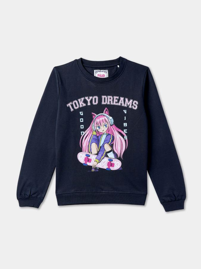 Girls Graphic Regular Fit Long Sleeve Crew Neck SweaT-Shirt