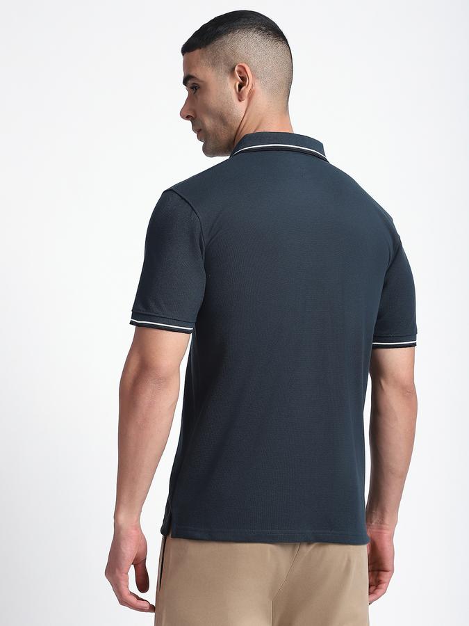 Men Cotton Blend Slim Fit Polo Neck Solid T-shirt
