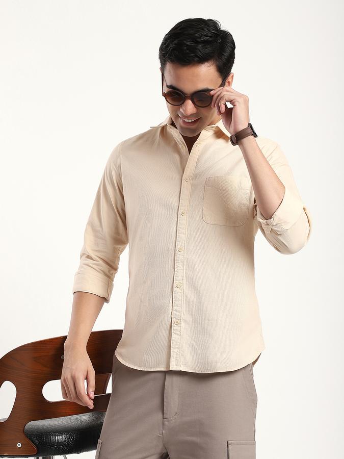 Men Cotton Regular Fit Shirt Collar Textured Shirt
