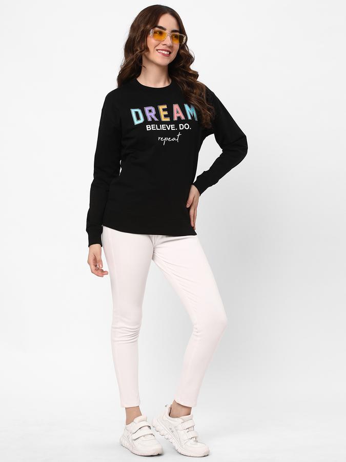 Women Cotton Regular Fit Round Neck Graphic Sweatshirt