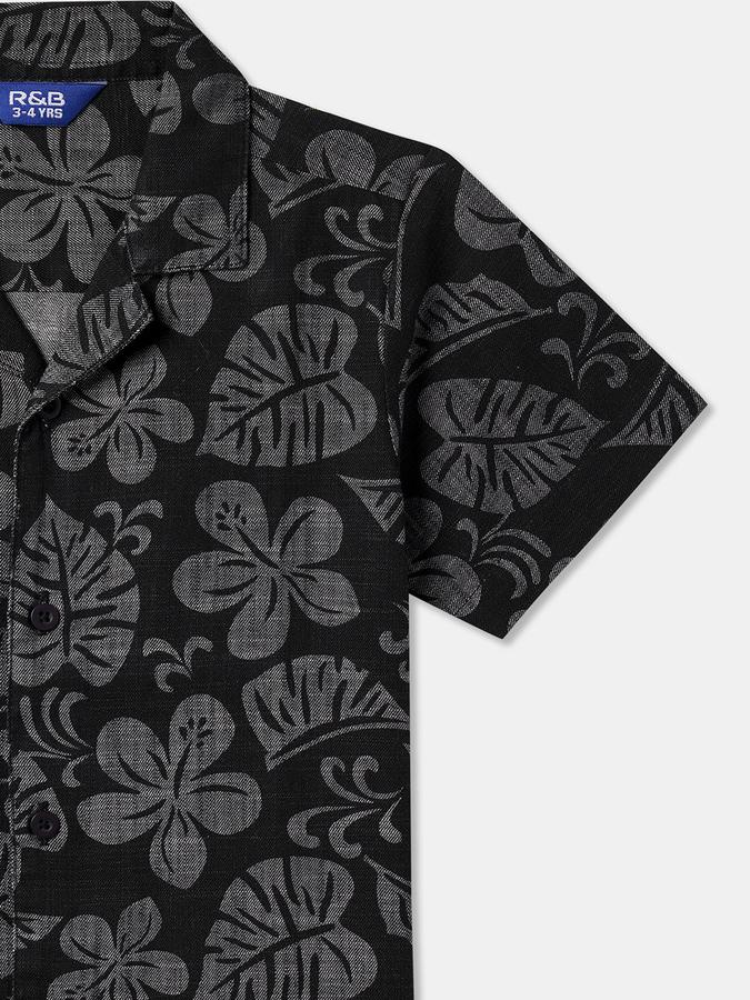 Boys Regular Fit Short Sleeve Camp Collar Shirt