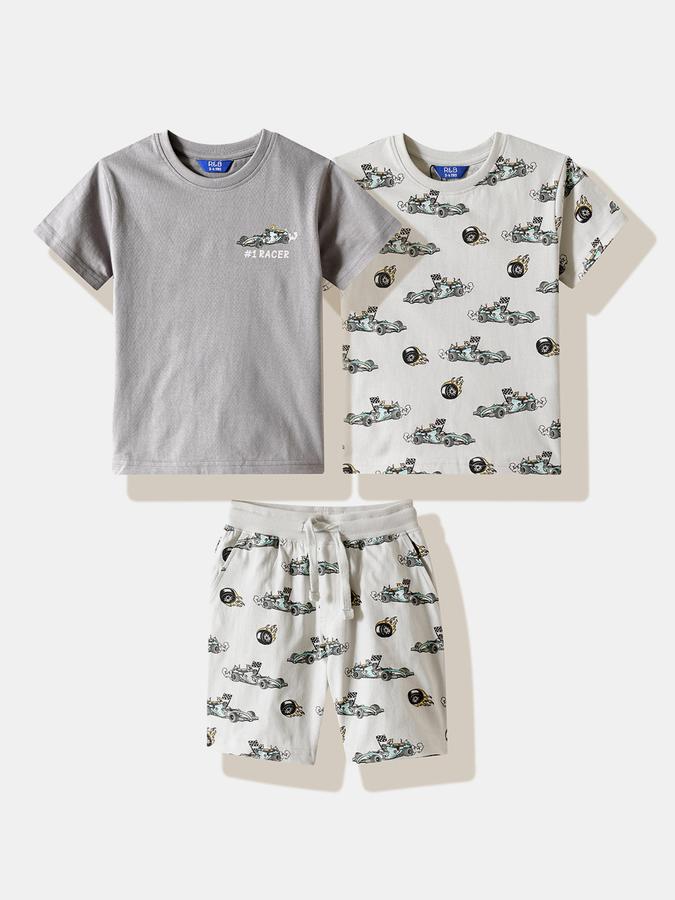 Boys Cotton Graphic T-Shirt And Graphic Print Shorts Set