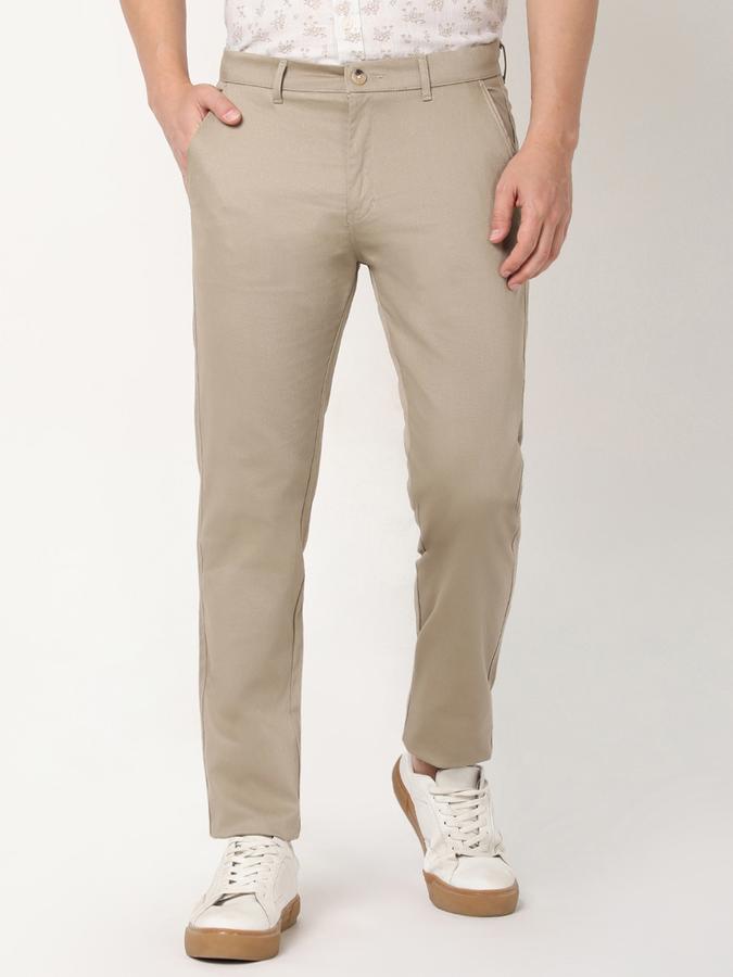 Men Slim Fit Flat-Front Trousers image number 0