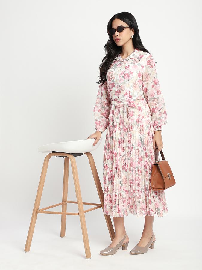 Women Polyester A-Line Midi Floral Dress