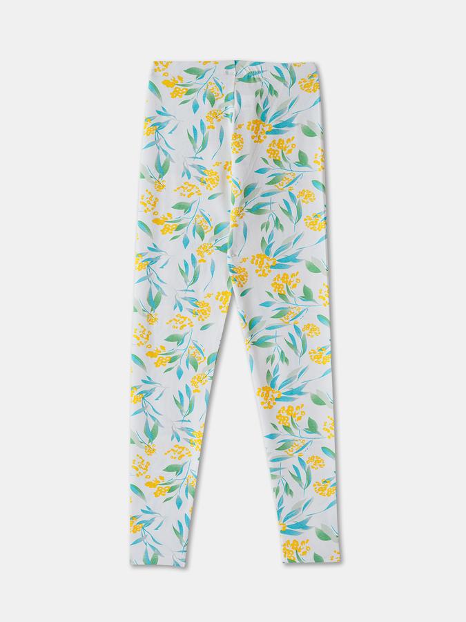 Girls Floral Full Length Mid Rise Legging