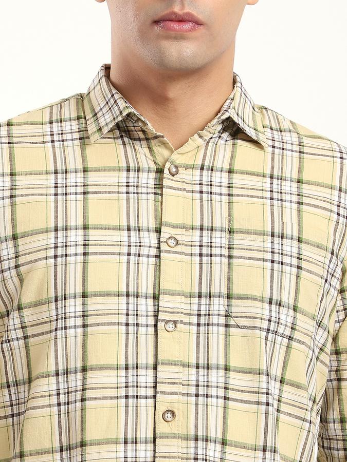 R&B Men's Beige Checked Shirt