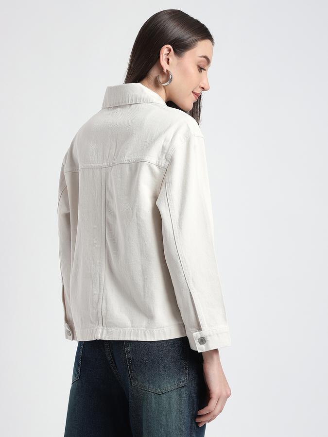 Women Cotton Regular Fit Denim Button-Front Jacket