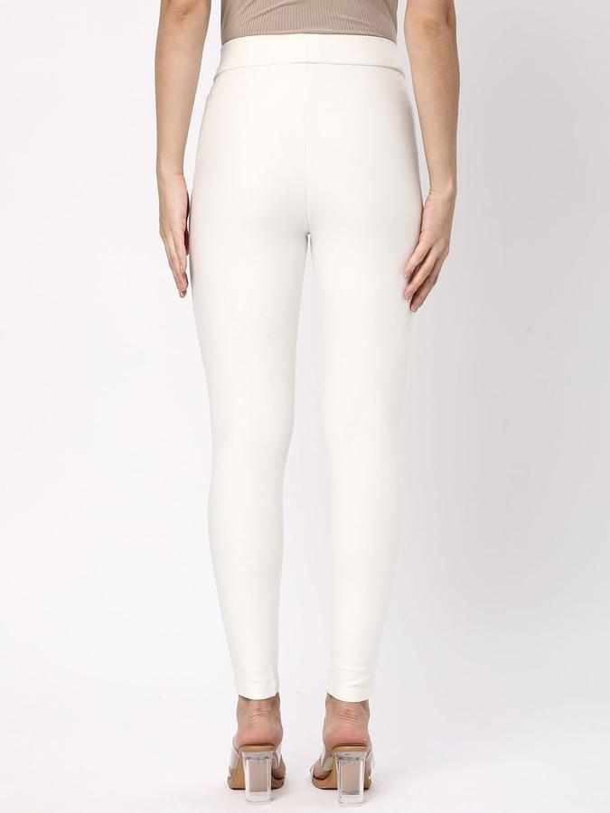 R&B Women Ivory Solid Skinny Fit Trousers