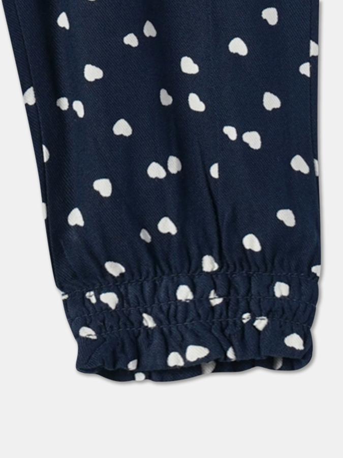 Girls Cotton Relaxed Fit Drawstring Waist Printed Trousers