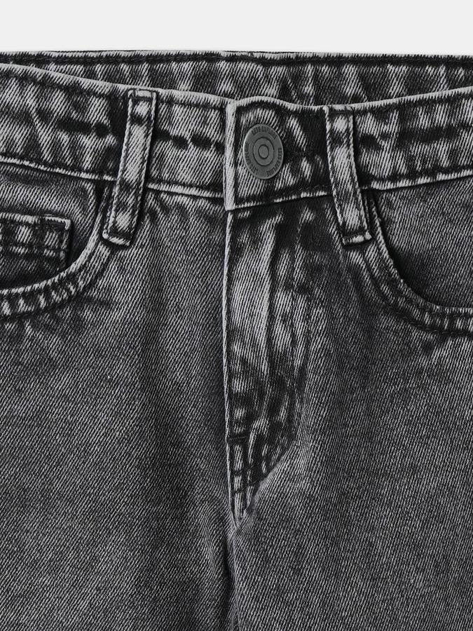 Boys Denim Straight Fit Button Waist Acid Wash Jeans