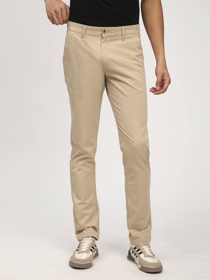 Men Cotton Skinny Fit Flat Front Solid Trousers