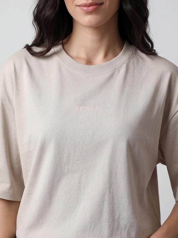 R&B Womens Grey Printed Round Neck Short Sleeves Tops 
