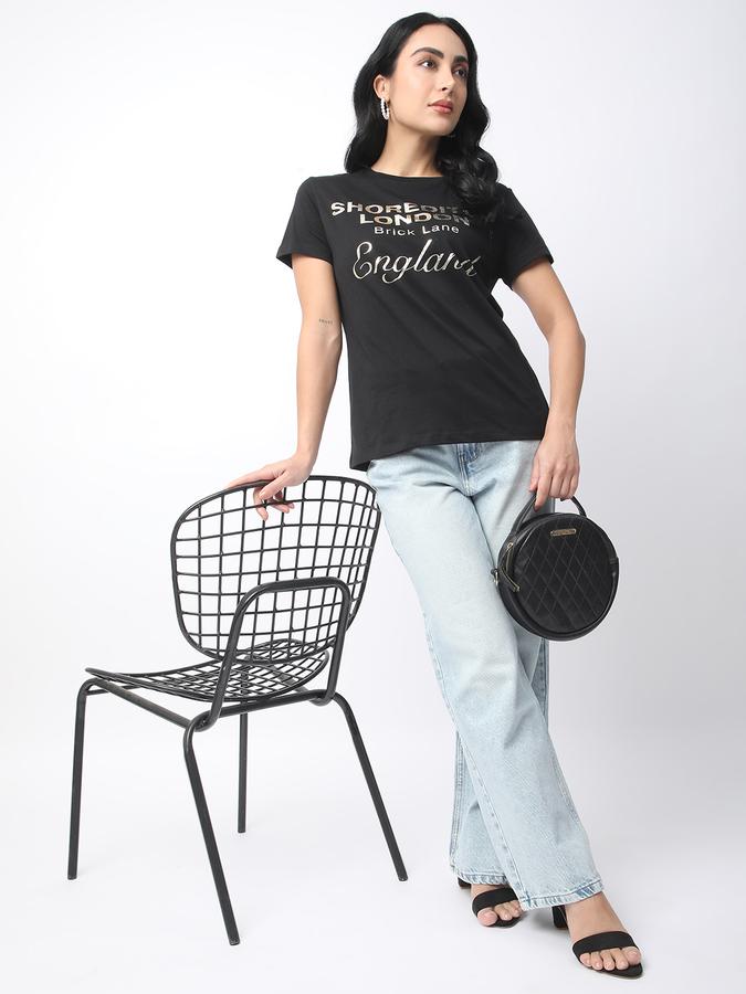 Self Design Women Round Neck T-Shirt image number 1
