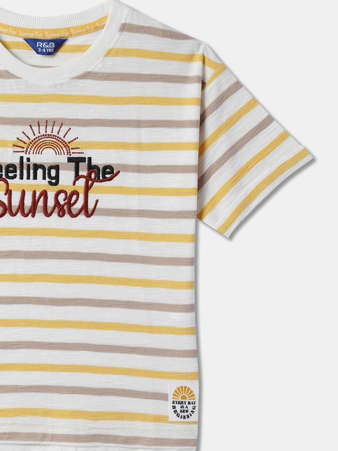 Boys Striped Crew-Neck T-Shirt image number 2