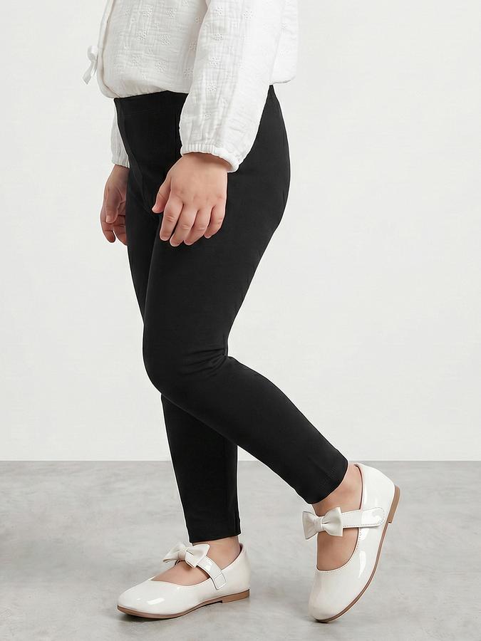 R&B Girl Black Solid Cotton Blend Leggings