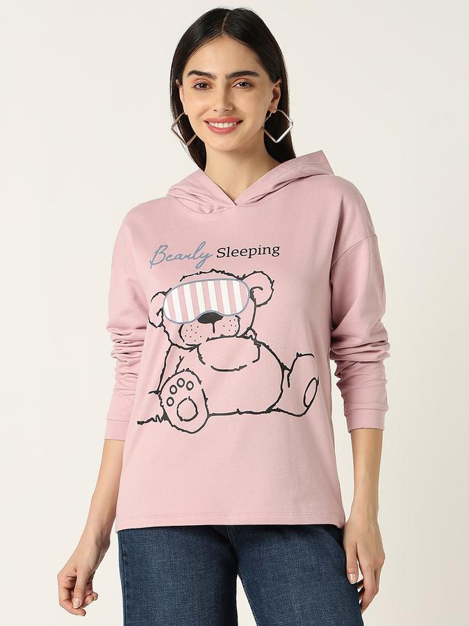 R&B Women Lilac Character Graphic Hoodie