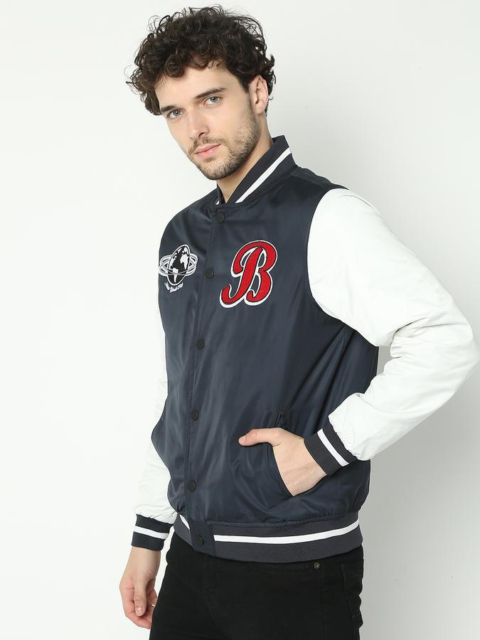 Men Polyester Regular Fit Varsity Jacket