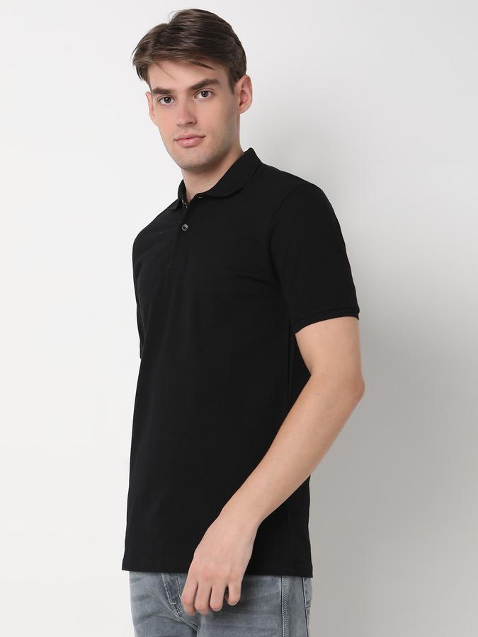 Men Regular Fit Polo T-Shirt with Ribbed Hem image number 1