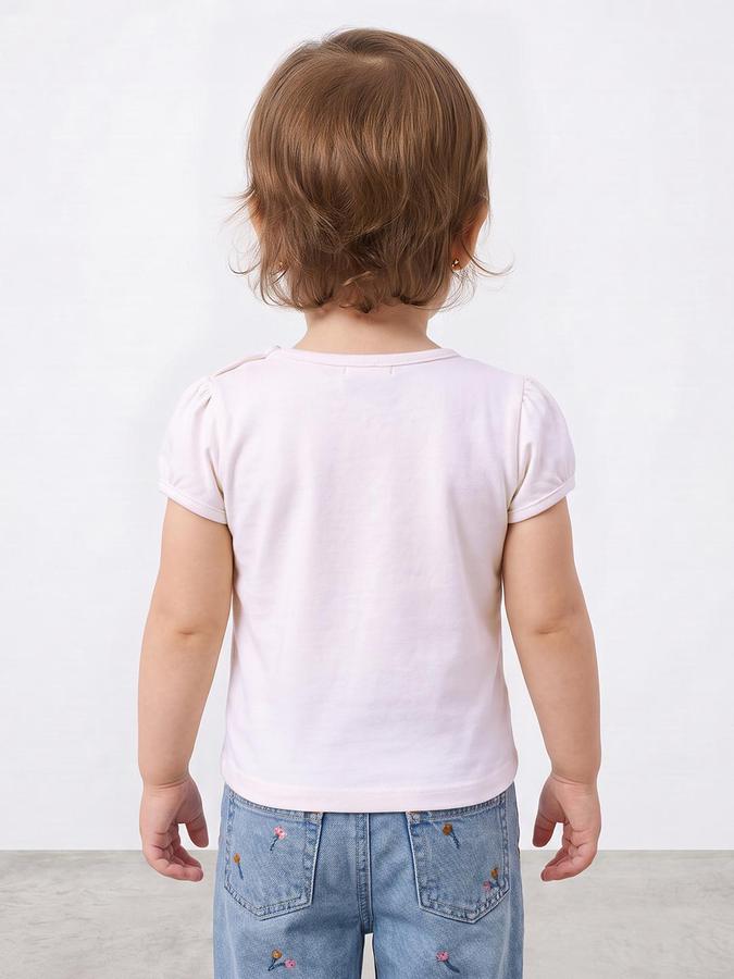 R&B Girls Snow White Graphic Print Short Sleeves Round Neck Pure Cotton T-Shirt