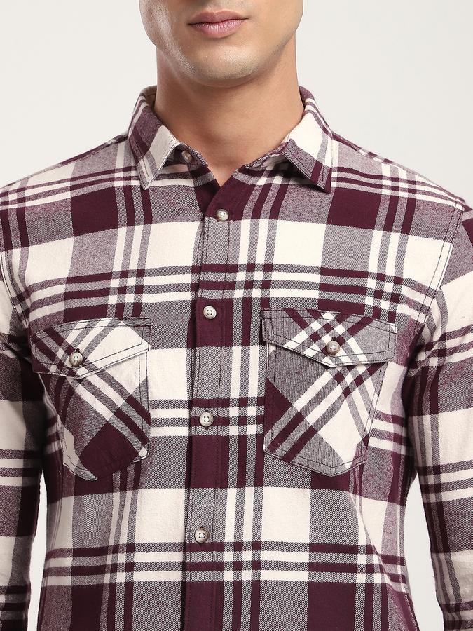 Men Cotton Regular Fit Button-Down Collar Checked Shirt