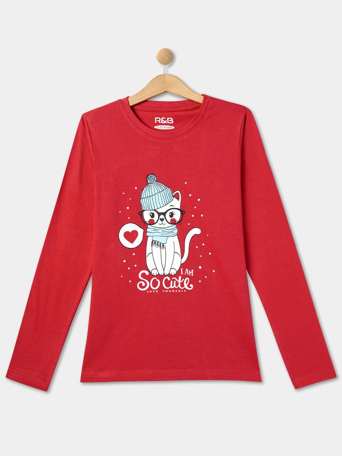 Girls Cotton Regular Fit Crew Neck Solid T-shirt