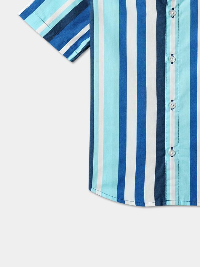 Boys Regular Fit Short Sleeve Mandarin Collar Shirt