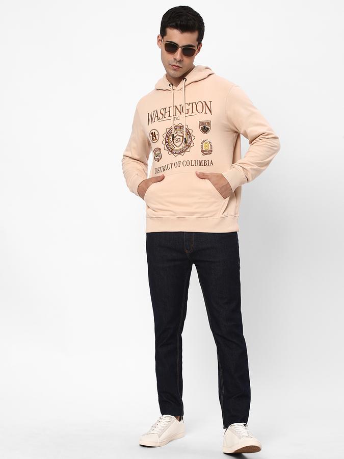 Men Fleece Regular Fit Hooded Graphic Sweatshirt