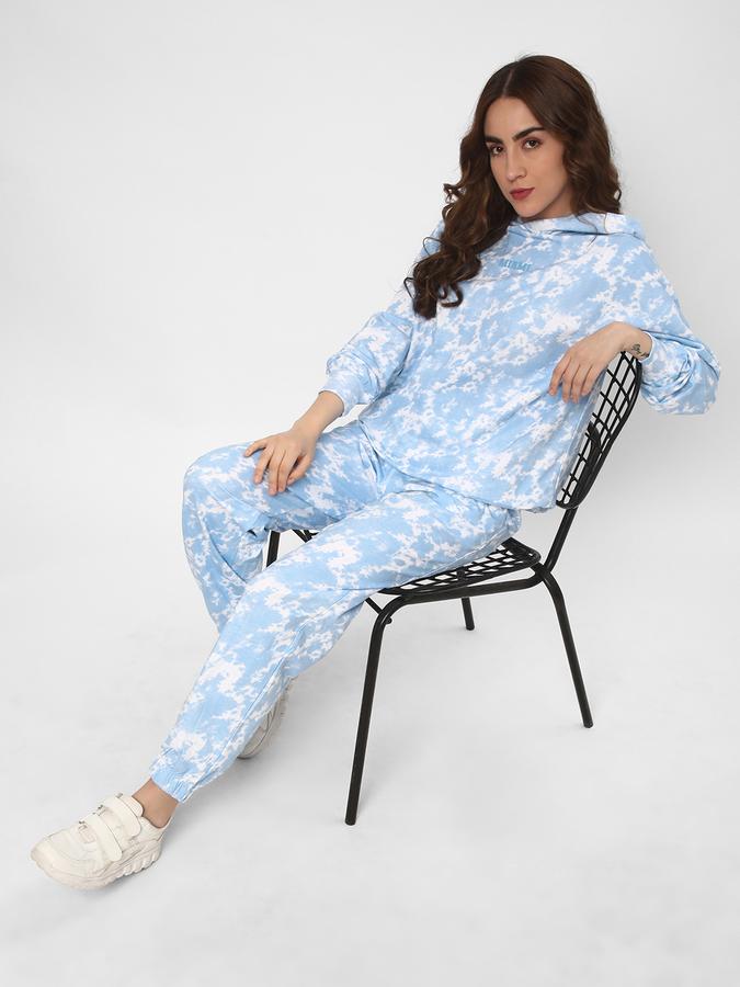 Women Cotton Blend Regular Fit Hooded Tie Dye Sweatshirt