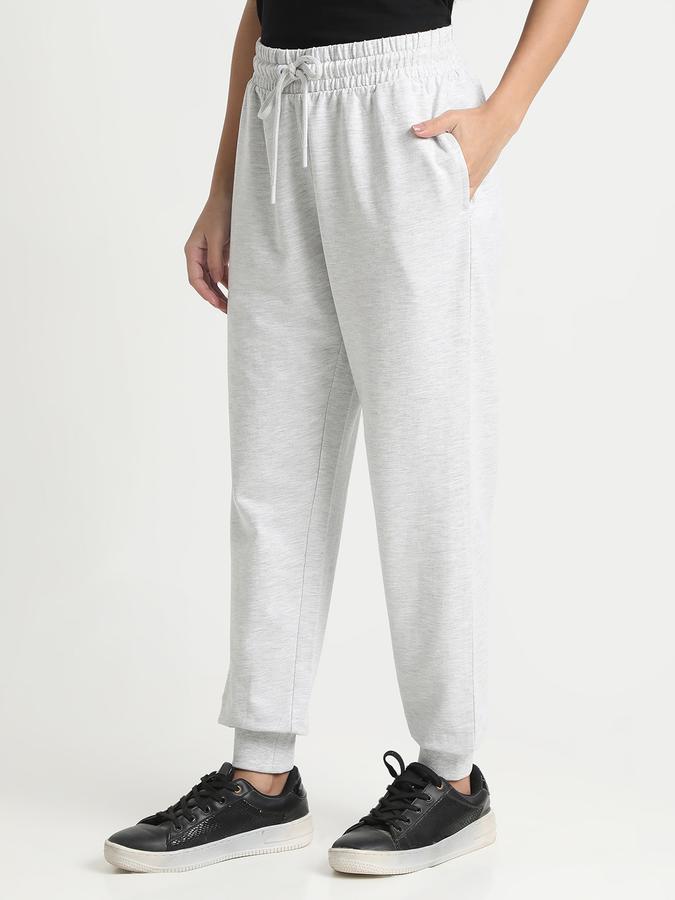 Women Cotton Regular Fit Drawstring Waist Solid Trackpants