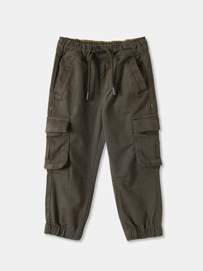 Boys Twill Regular Fit Drawstring Waist Cuffed Hem Trousers